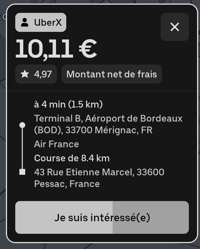 Course 10,11€ pour 8.4km